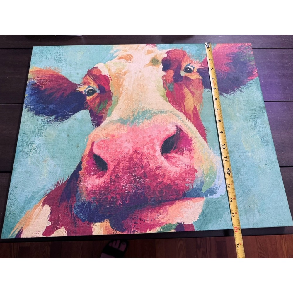 Dollar General DG Canvas COW Painting Farmhouse Decor Wall Picture 16 X 20 - Picture 3 of 3